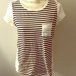 Short sleeve striped/polka dot tee
